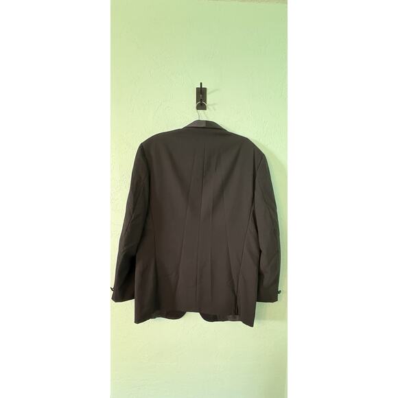 Men's Fialdini 46L Pure Wool Black Tuxedo Coat Jacket Satin 45" Chest 36” Length - Picture 2 of 6